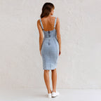 Adamari | Women's Zippered Denim Midi Dress