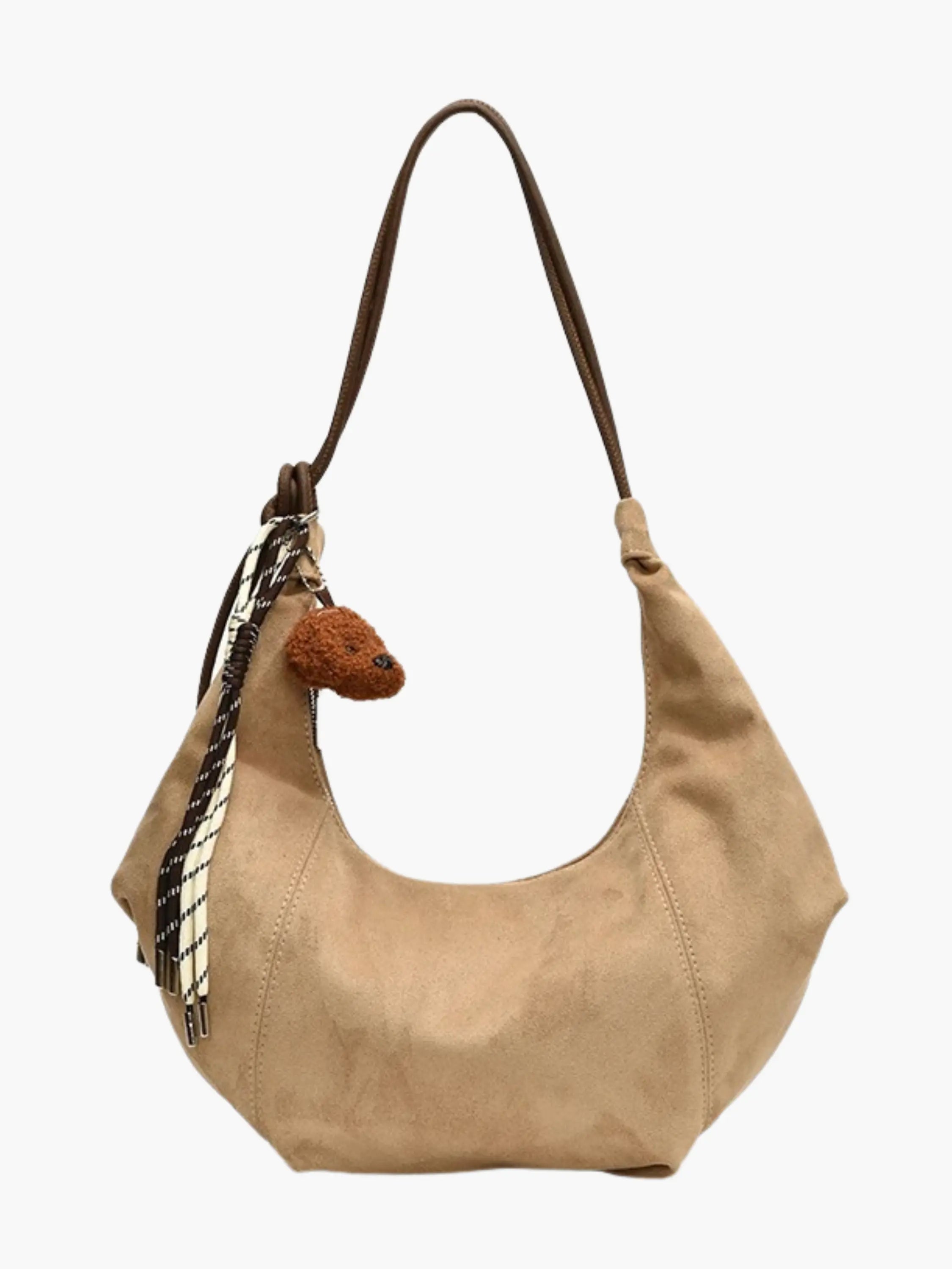 Dru | Women's Suede-Like Hobo Bag with Charm