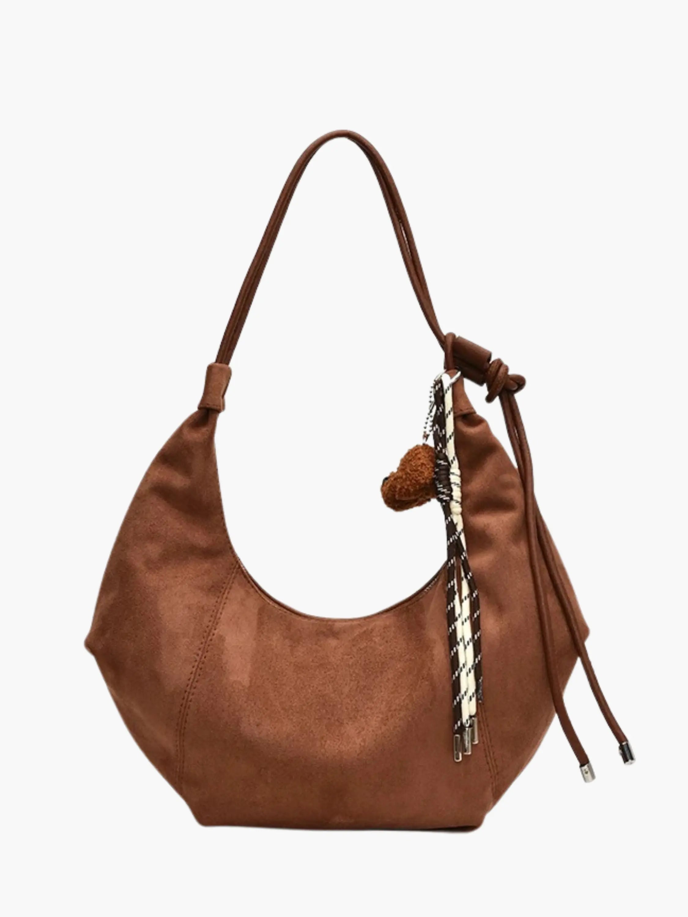 Dru | Women's Suede-Like Hobo Bag with Charm