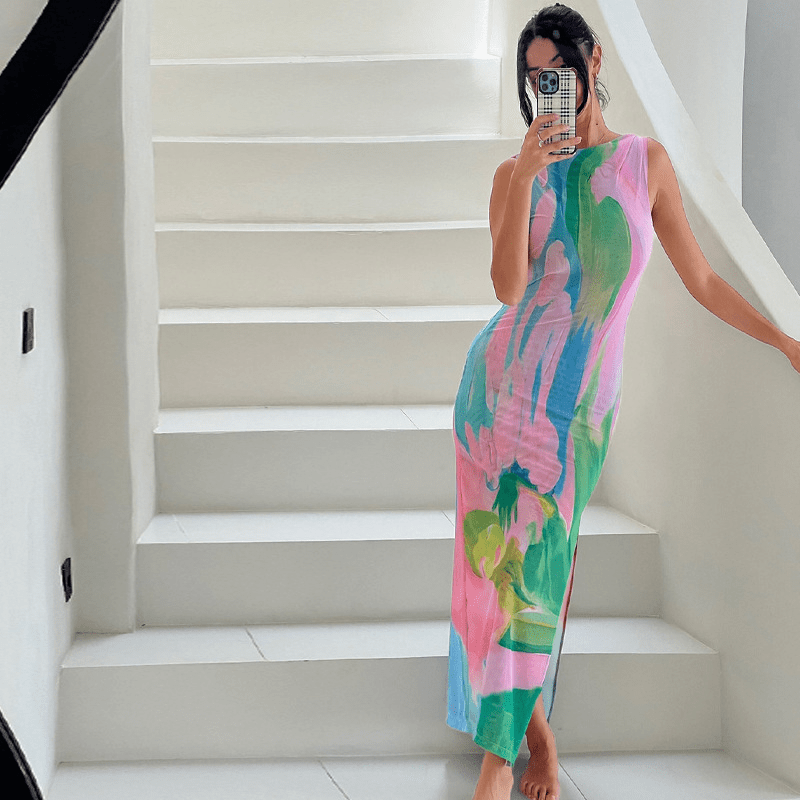 Miabella | Elegant Women's Abstract Floral Maxi Dress