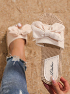 Safiya Ribbon Bow Jute Sandals | Comfortable Women's Summer Footwear