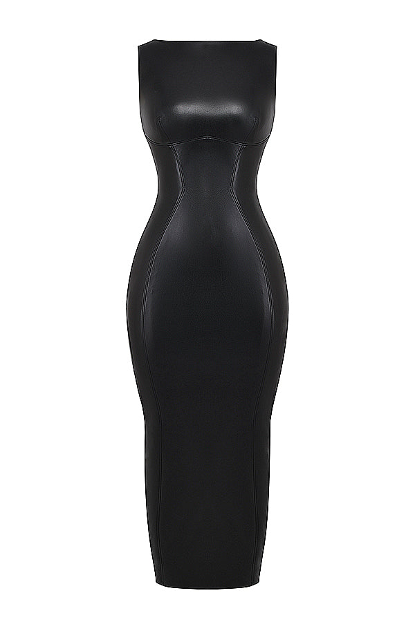 Kasandra | Glamorous Women's Faux Leather Maxi Dress