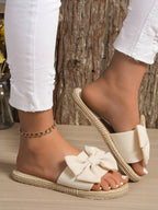 Safiya Ribbon Bow Jute Sandals | Comfortable Women's Summer Footwear