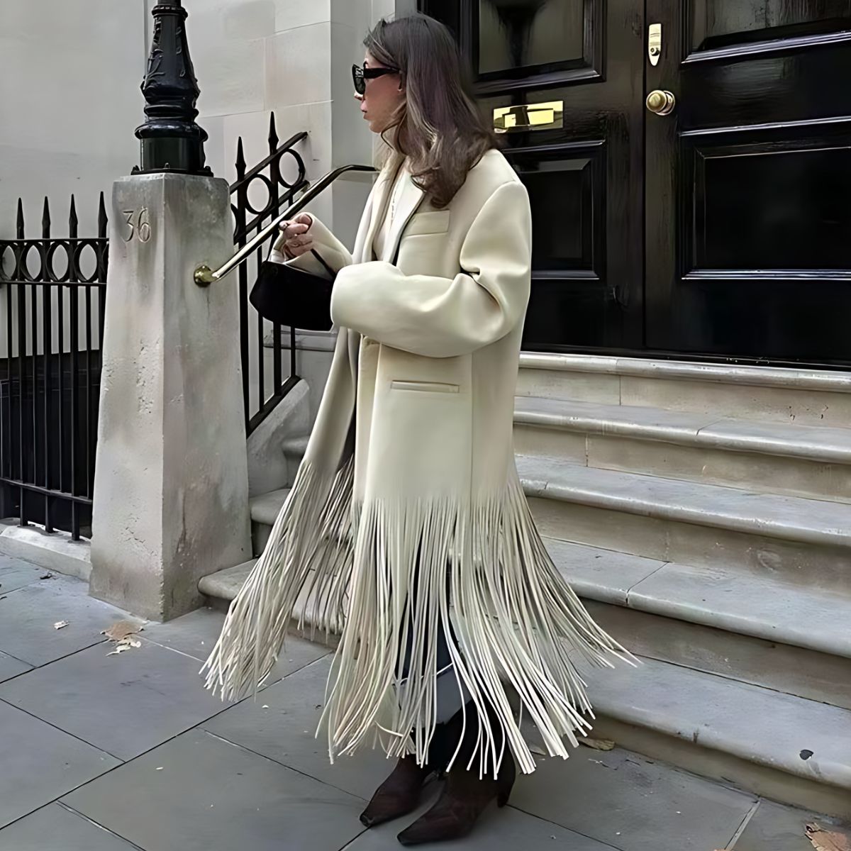 Heidi | Elegant Women's Fringe Hem Coat