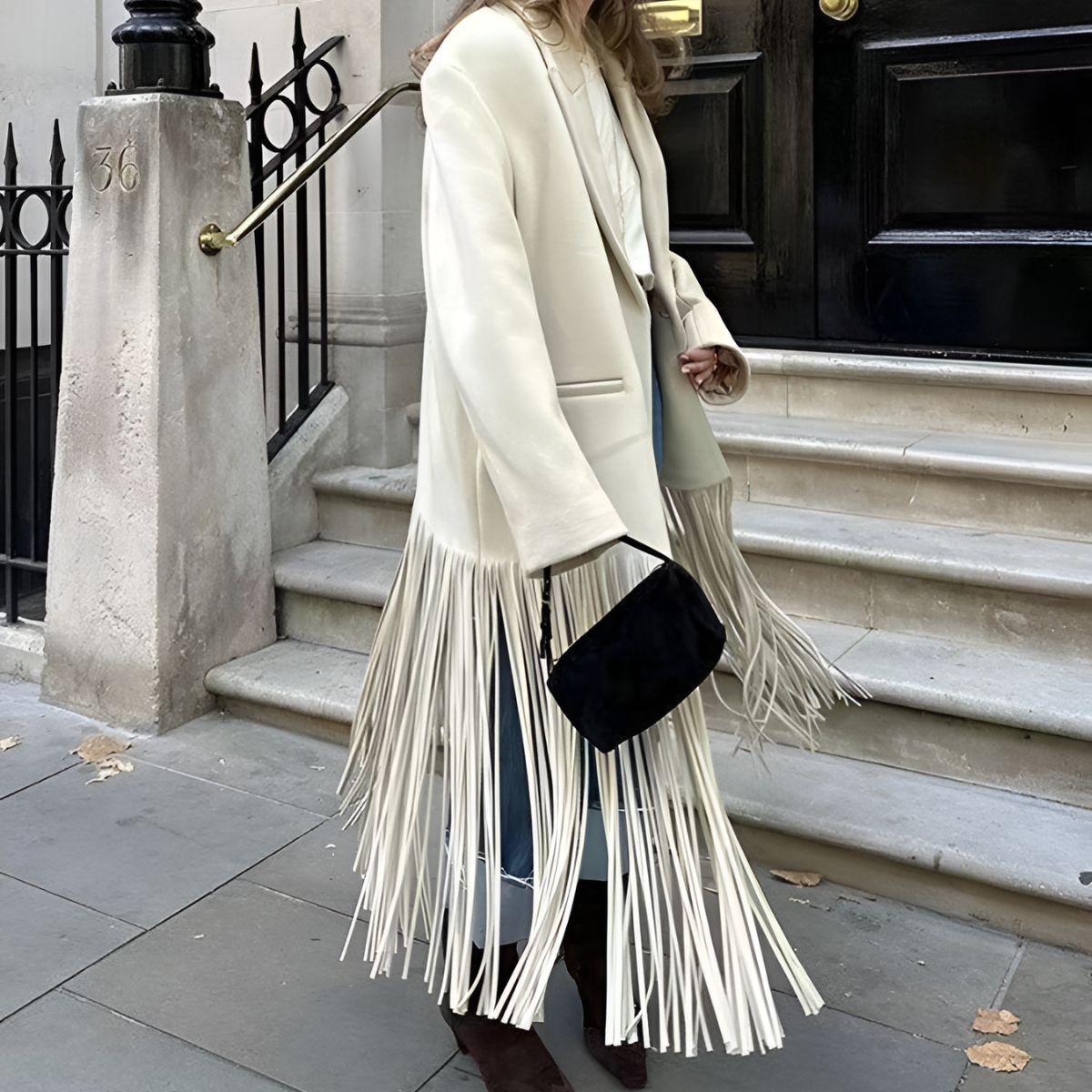 Heidi | Elegant Women's Fringe Hem Coat