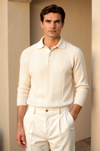 Tashawn Classic Cable Knit Polo Shirt for Men