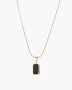 Harper | Women's Minimalist Gold & Black Rectangle Pendant Necklace