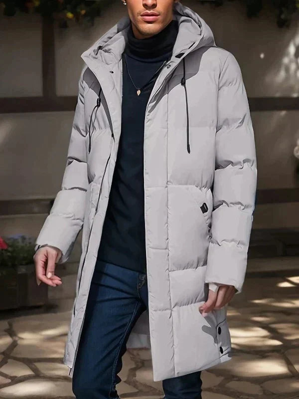 Tyus Men's Quilted Puffer Coat with Hood for Winter Warmth