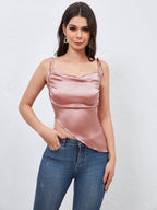 Azalia | Women's Elegant Asymmetrical Satin-Like Cami Top