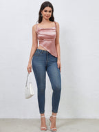 Azalia | Women's Elegant Asymmetrical Satin-Like Cami Top