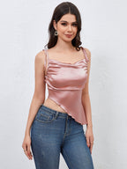 Azalia | Women's Elegant Asymmetrical Satin-Like Cami Top