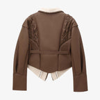 Elliana | Women's Faux Leather Shearling Aviator Jacket