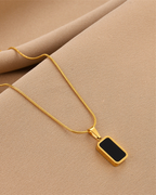 Harper | Women's Minimalist Gold & Black Rectangle Pendant Necklace