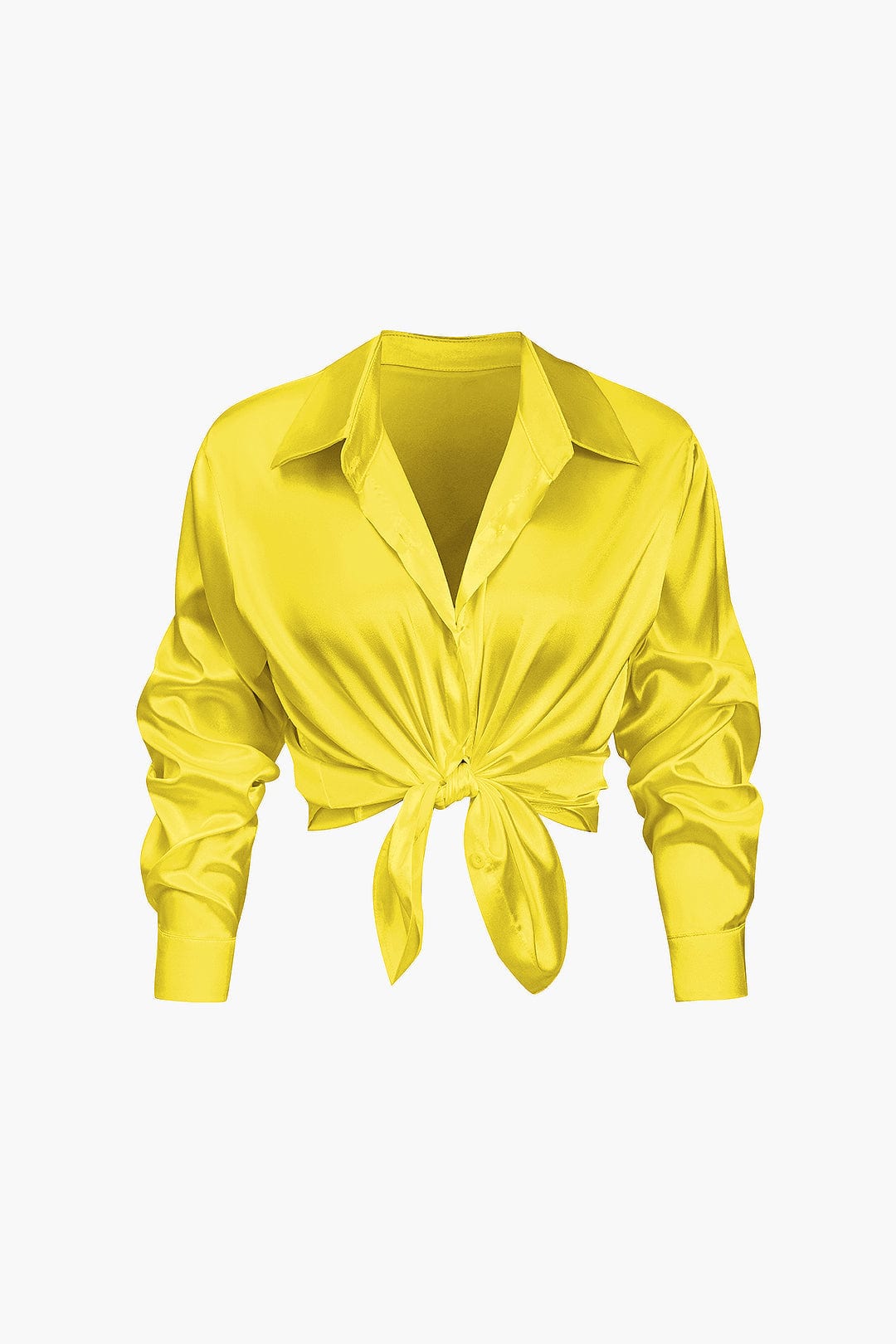 Alix | Women's Elegant Satin Cropped Tie-Front Shirt