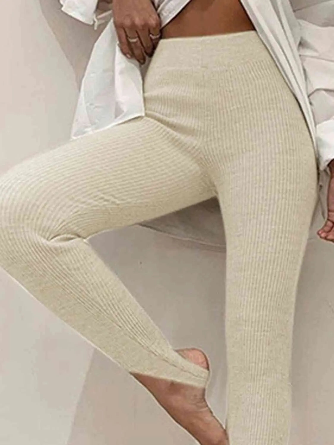 Georgiann Ribbed Knit Leggings | Women's Stirrup Style