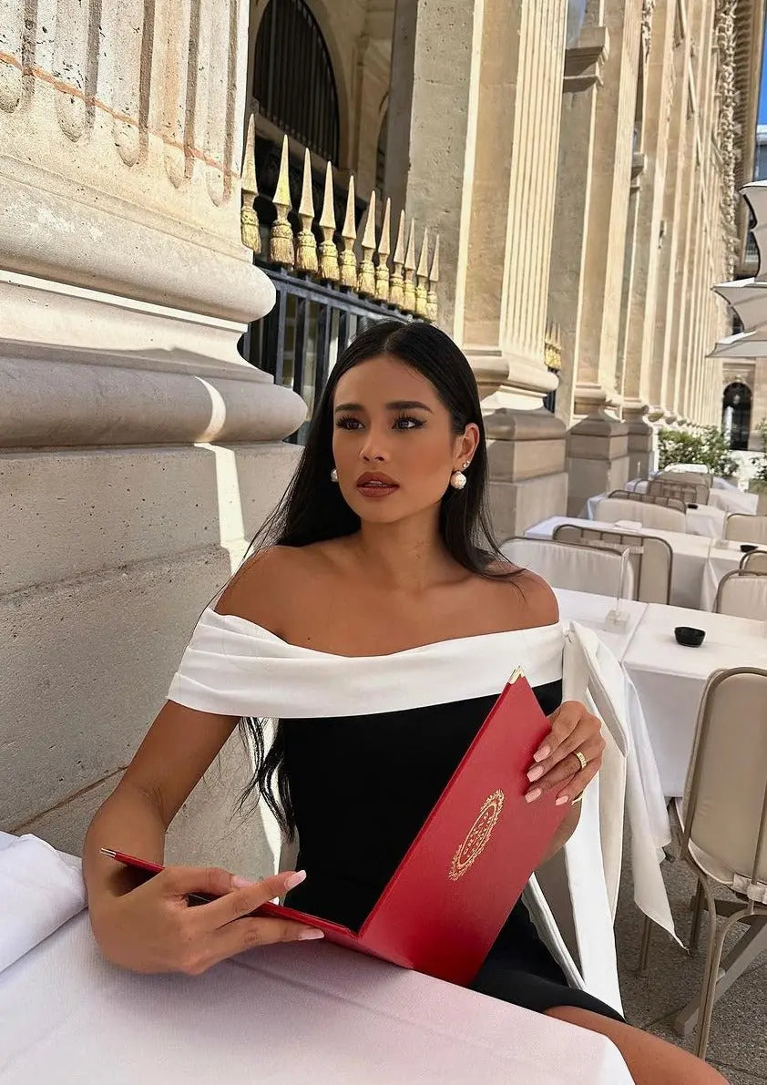 Tanya Elegant Off-Shoulder Draped Dress for Women