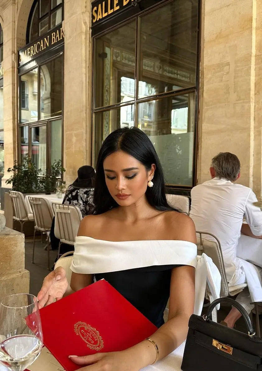 Tanya Elegant Off-Shoulder Draped Dress for Women