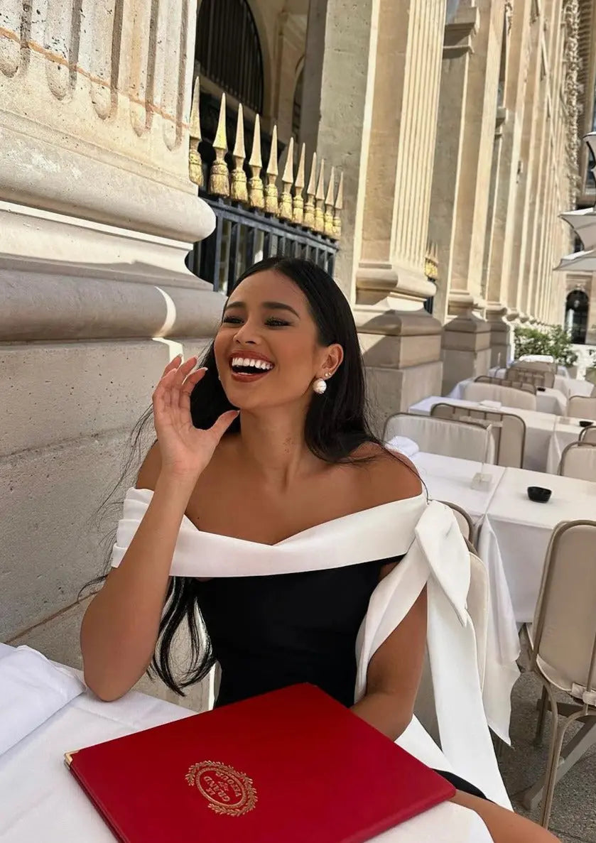 Tanya Elegant Off-Shoulder Draped Dress for Women