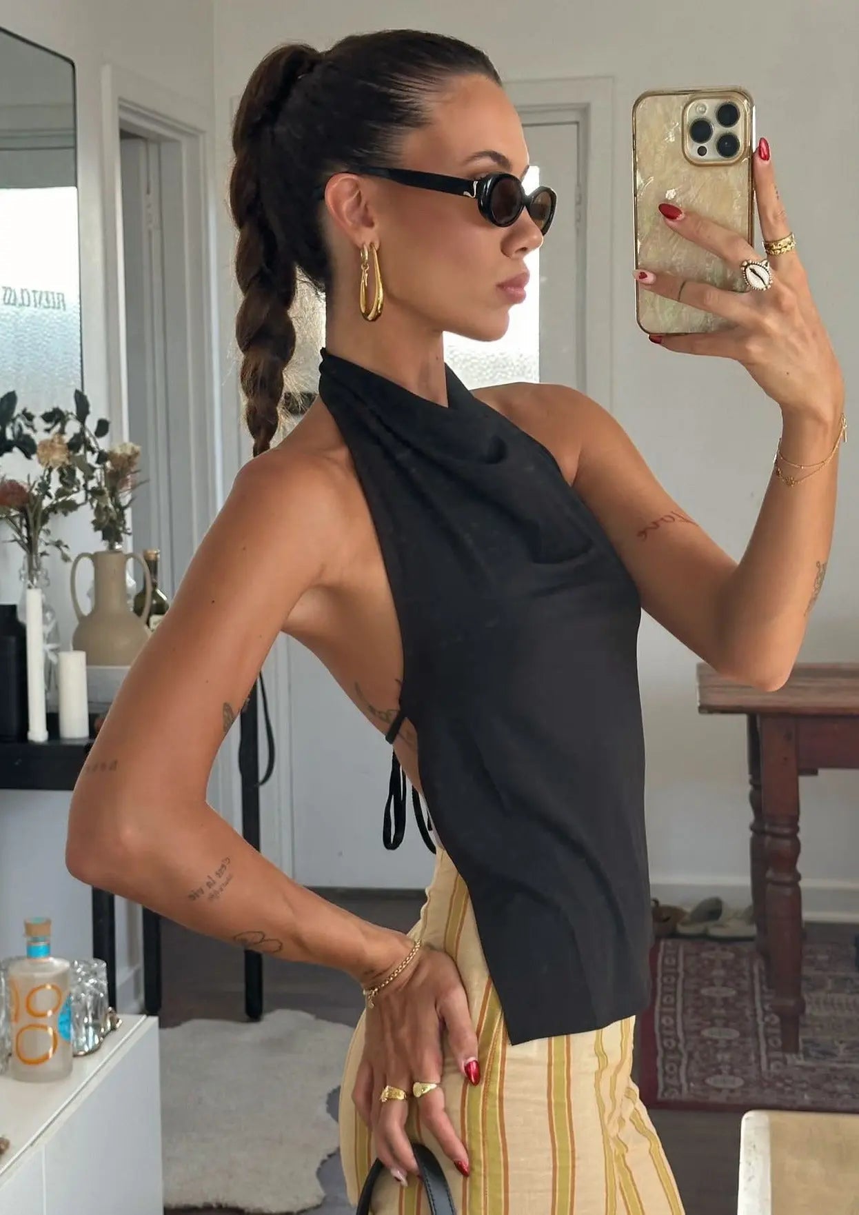 Juli Crochet Knit Halter Top for Women