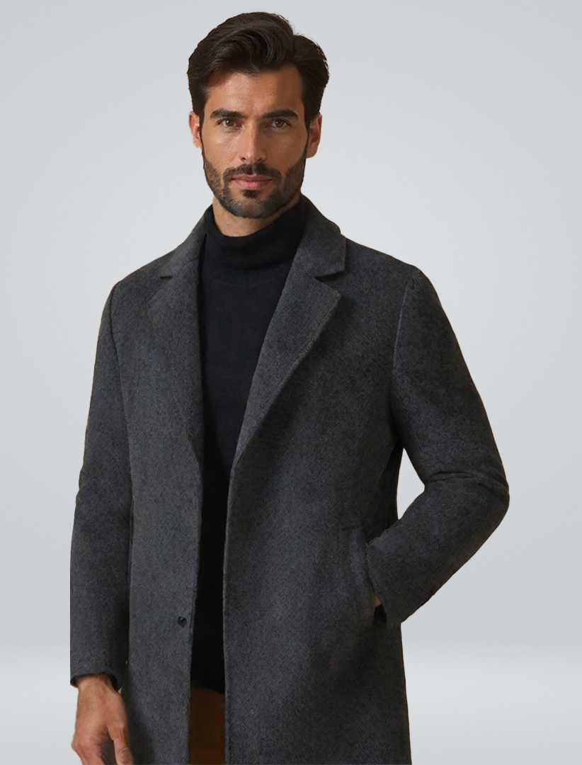 Sterling Men's Tailored Wool Blend Overcoat
