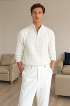 Deshaun | Men's Cable Knit Quarter-Zip Pullover Sweater