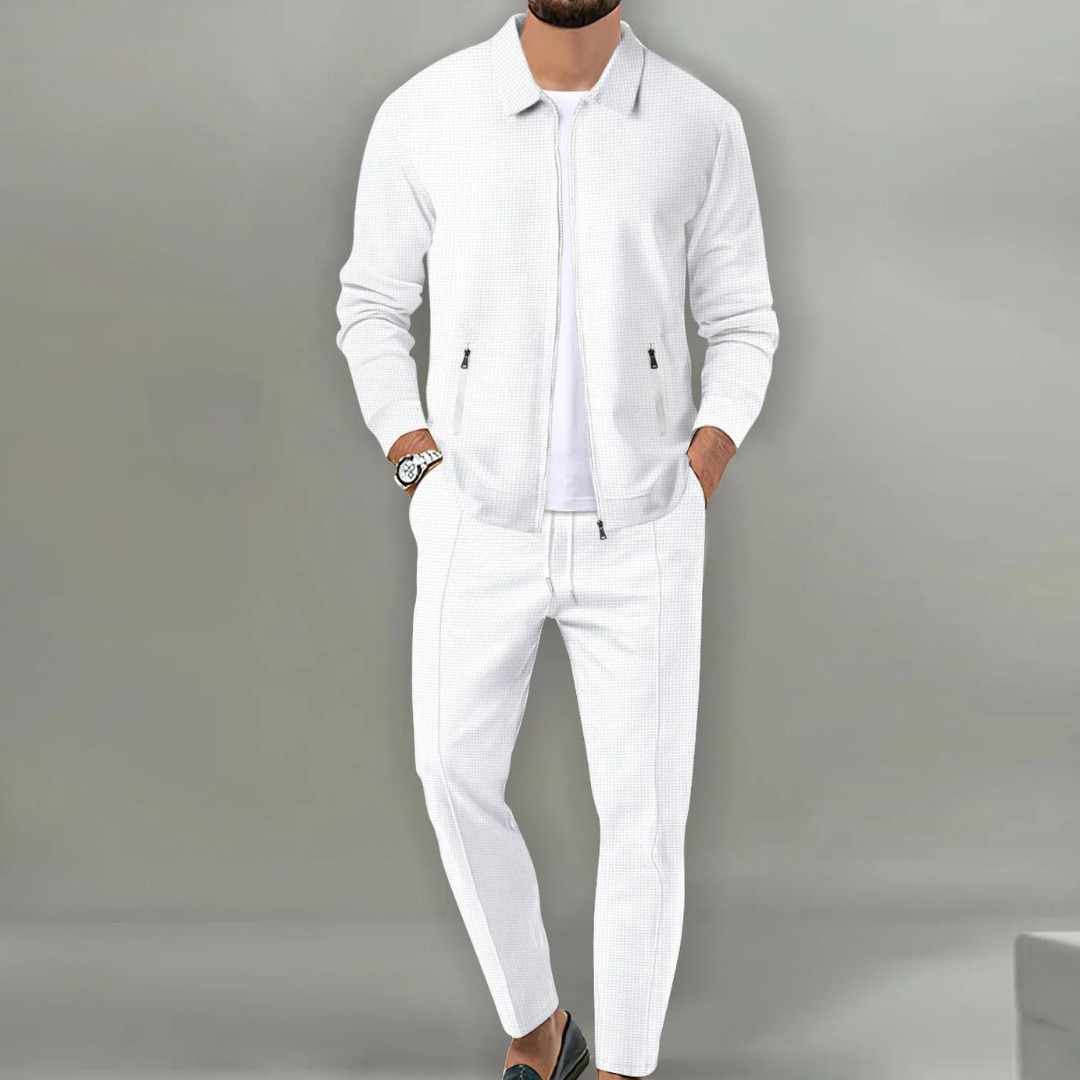 Ved | Men's Textured Athleisure Tracksuit Set