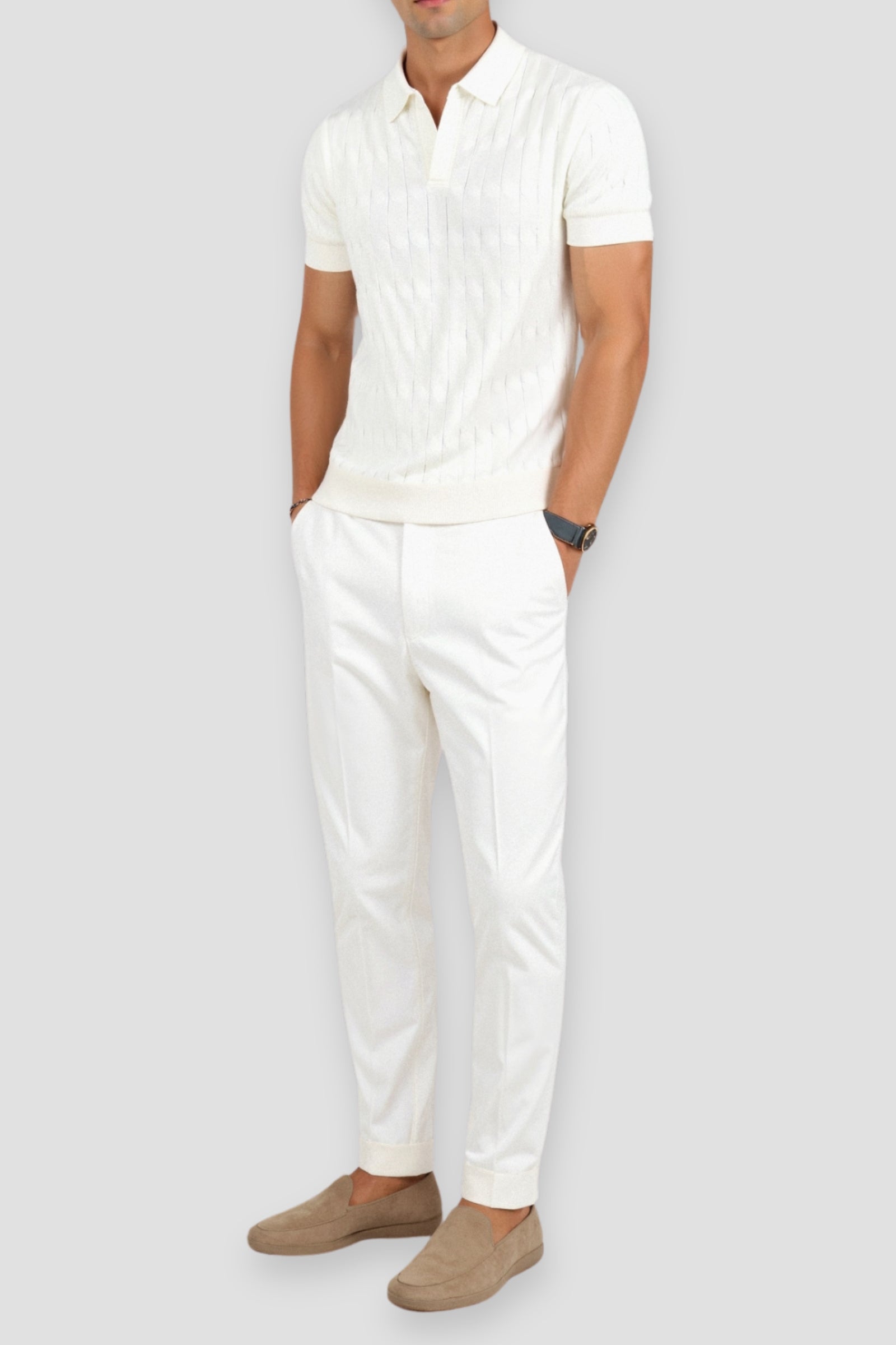 Joell Textured Knit Polo Shirt | Men's Smart Casual Top