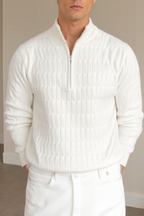 Deshaun | Men's Cable Knit Quarter-Zip Pullover Sweater