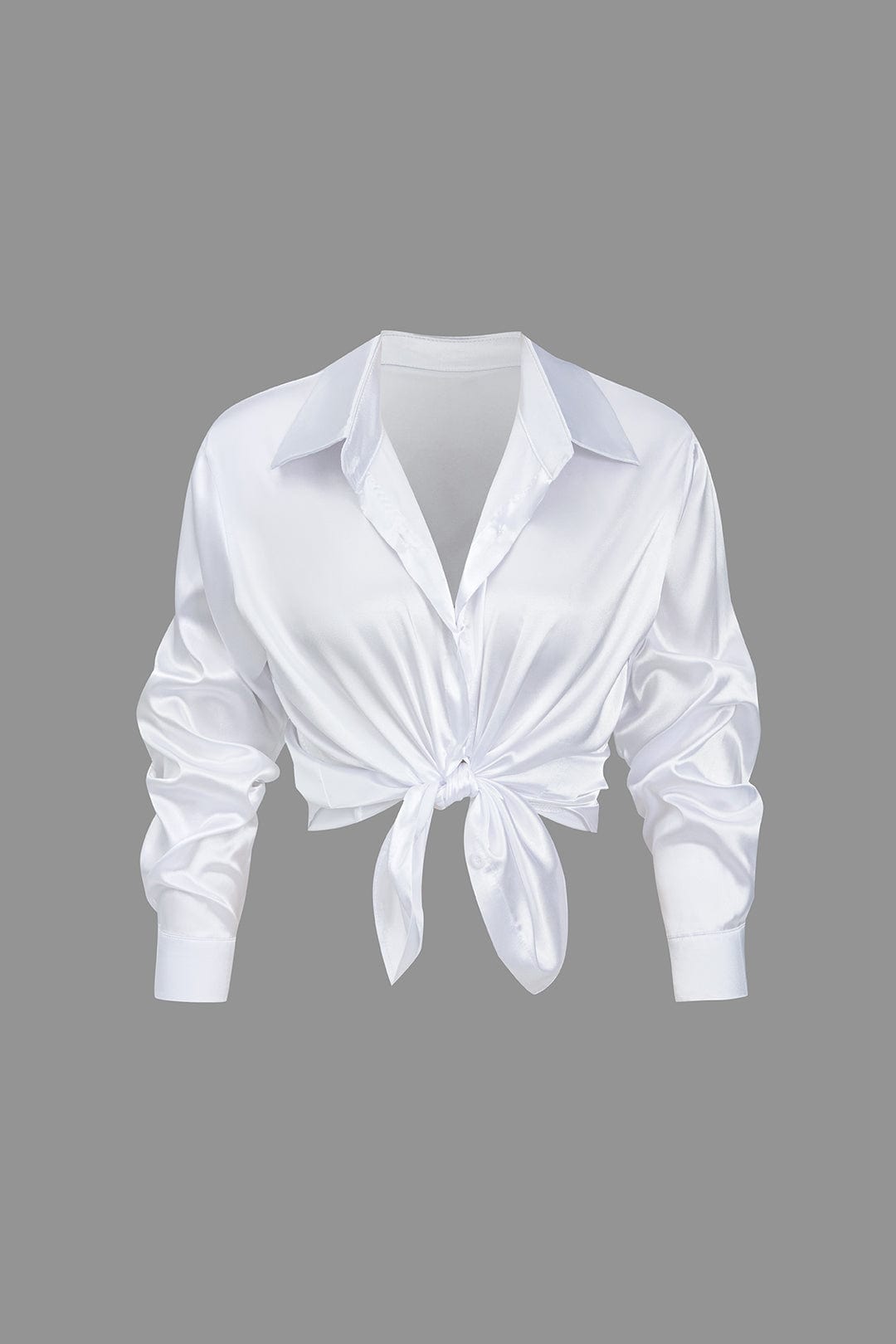 Alix | Women's Elegant Satin Cropped Tie-Front Shirt