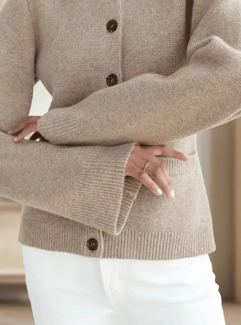 Adell | Elegant Women's Knit Cardigan with Wooden Buttons