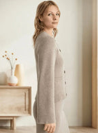 Adell | Elegant Women's Knit Cardigan with Wooden Buttons
