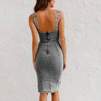 Adamari | Women's Zippered Denim Midi Dress