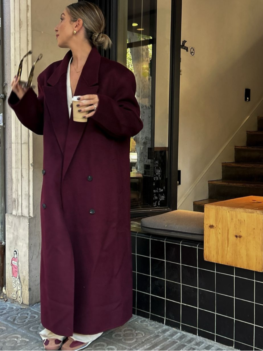 Myrtis | Elegant Double-breasted Wool Blend Coat for Adults
