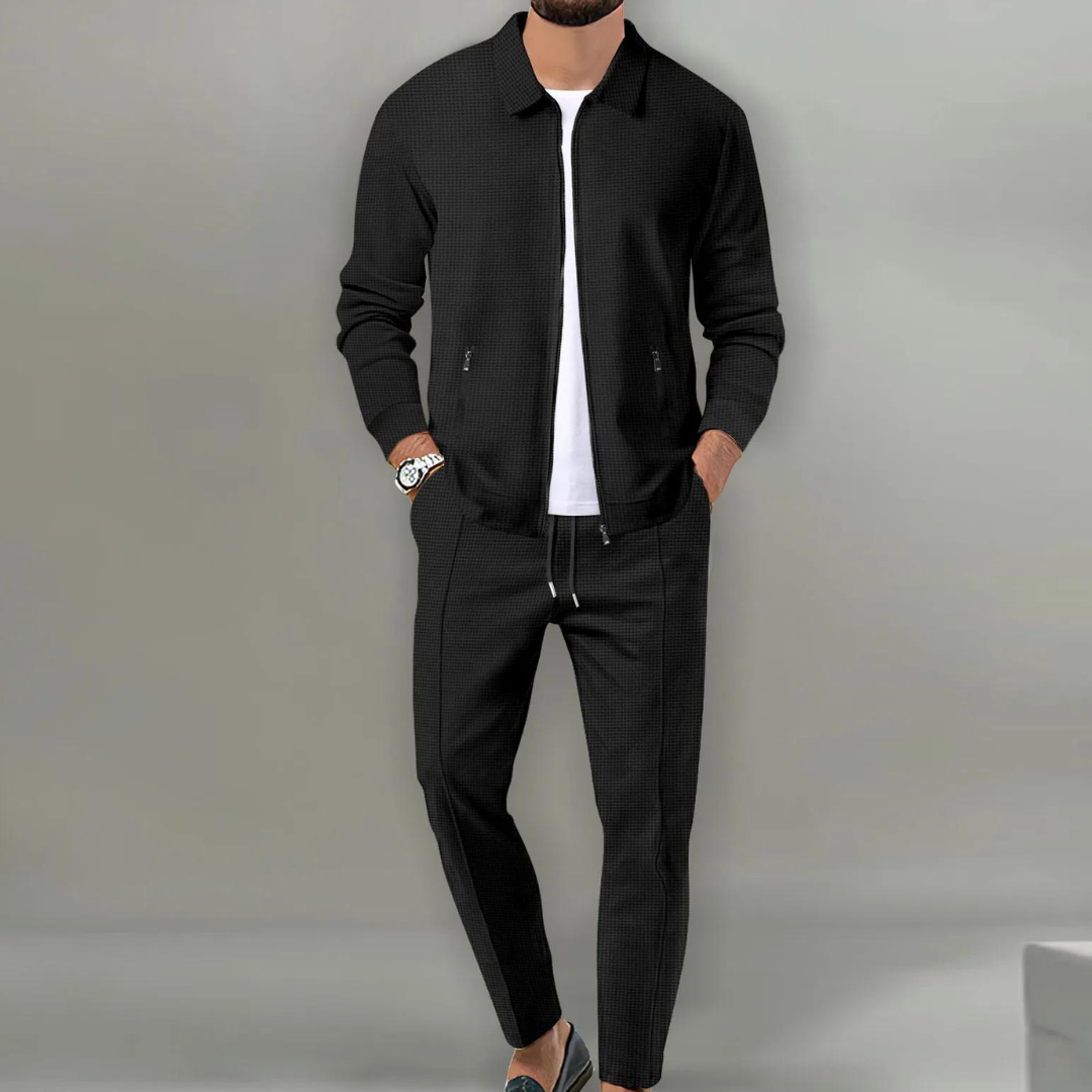 Ved | Men's Textured Athleisure Tracksuit Set