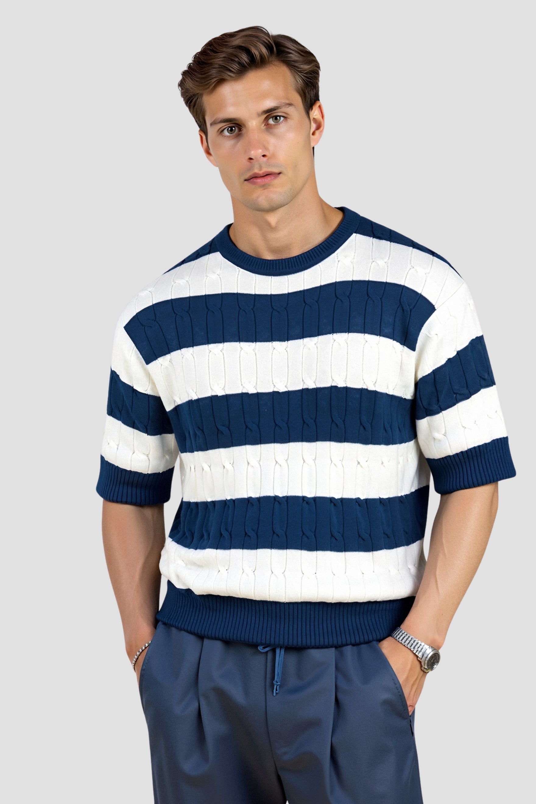 Rashon | Men's Striped Knit Sweater