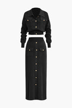 Haydee Knit Set | Chic Women's Blazer & Maxi Skirt