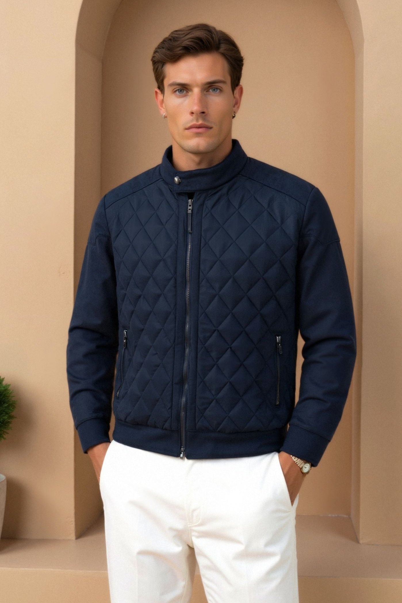 Ronan Men's Diamond Quilted Bomber Jacket | Your Store Name