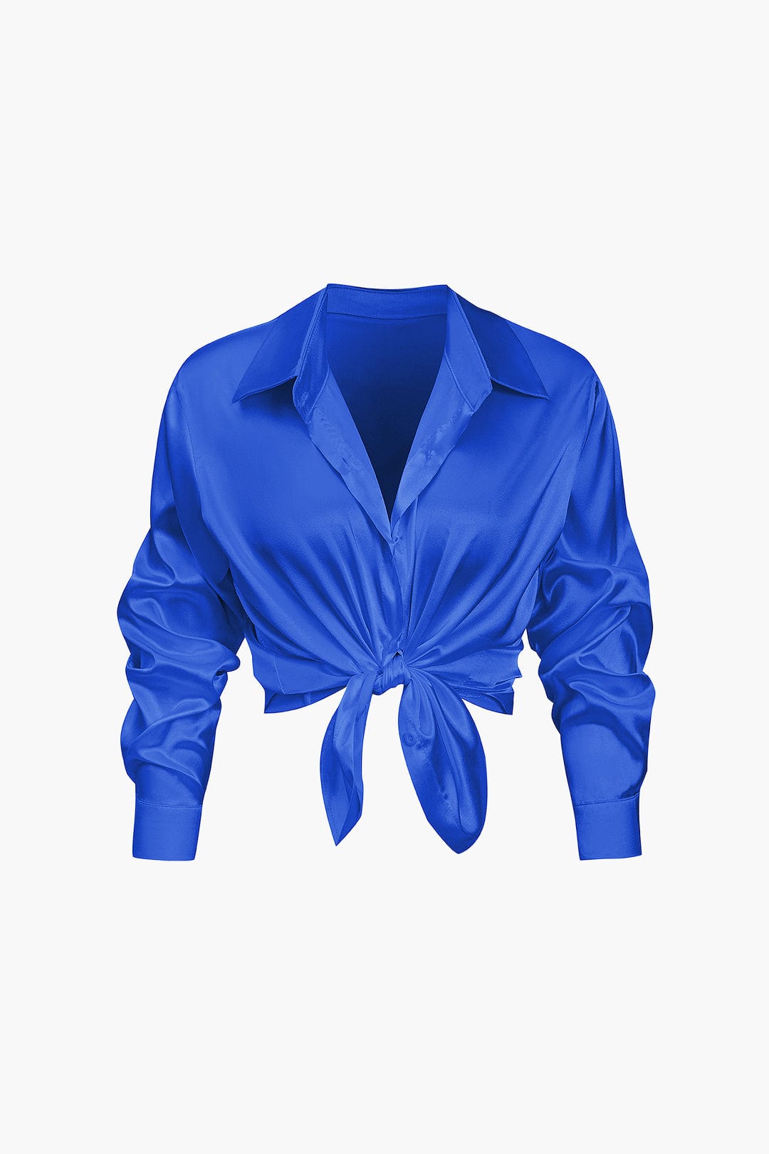 Alix | Women's Elegant Satin Cropped Tie-Front Shirt