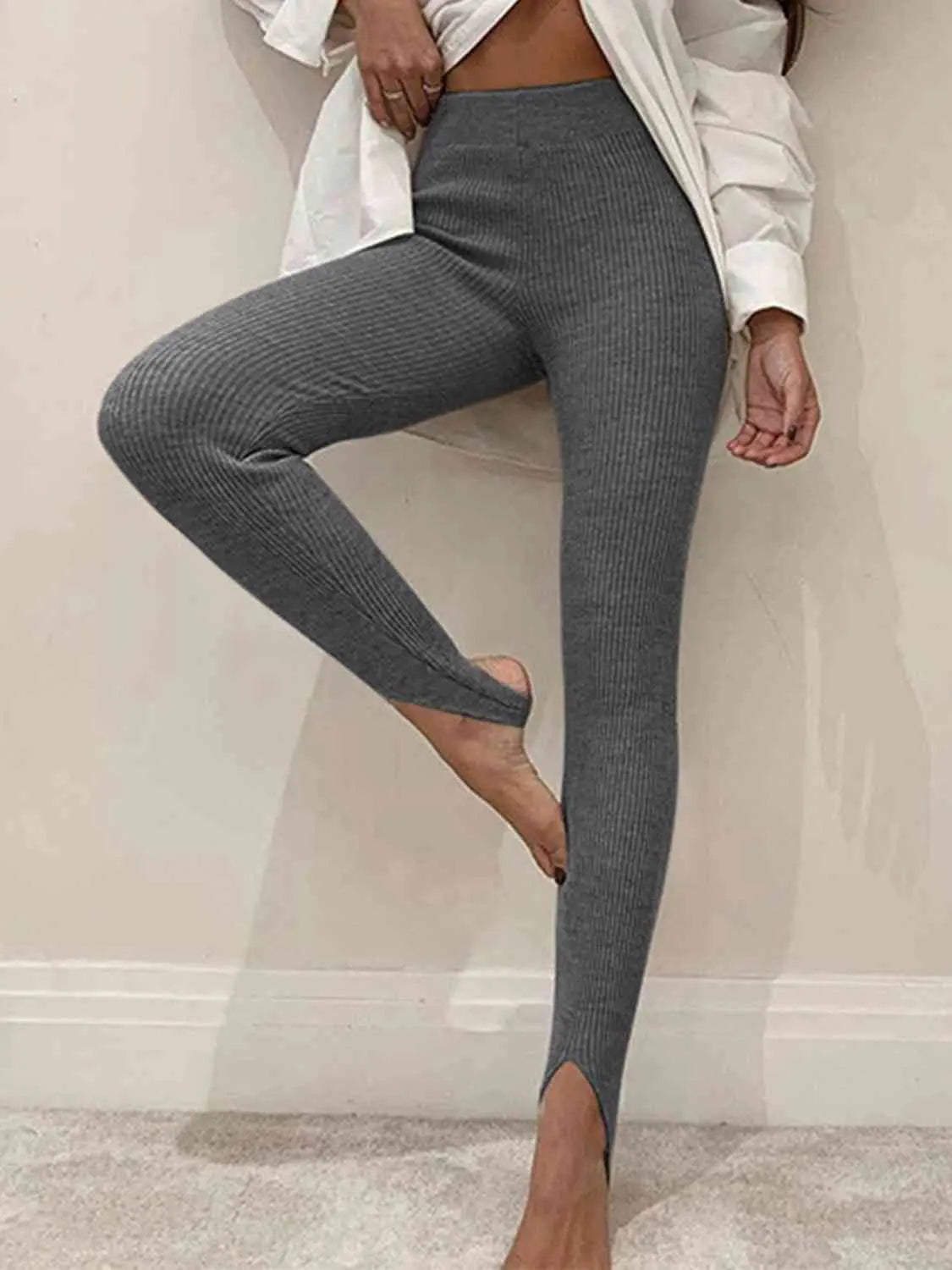 Georgiann Ribbed Knit Leggings | Women's Stirrup Style