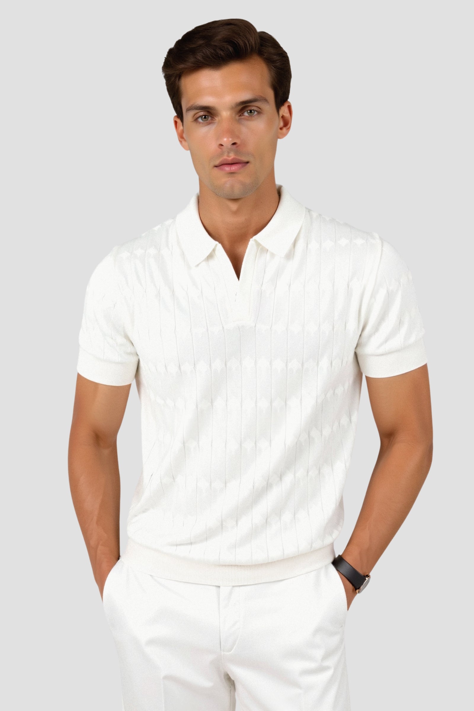 Joell Textured Knit Polo Shirt | Men's Smart Casual Top