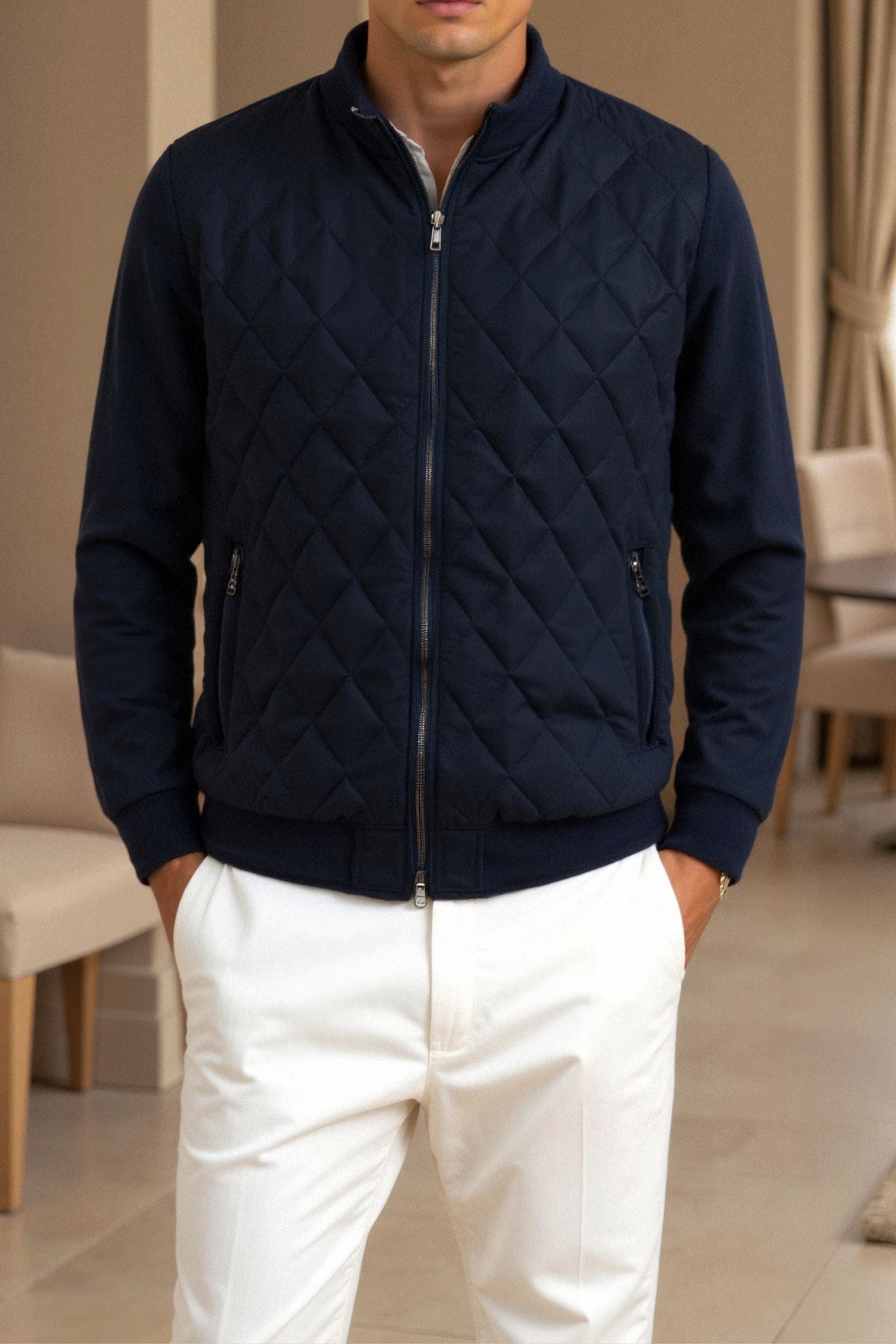 Ronan Men's Diamond Quilted Bomber Jacket | Your Store Name
