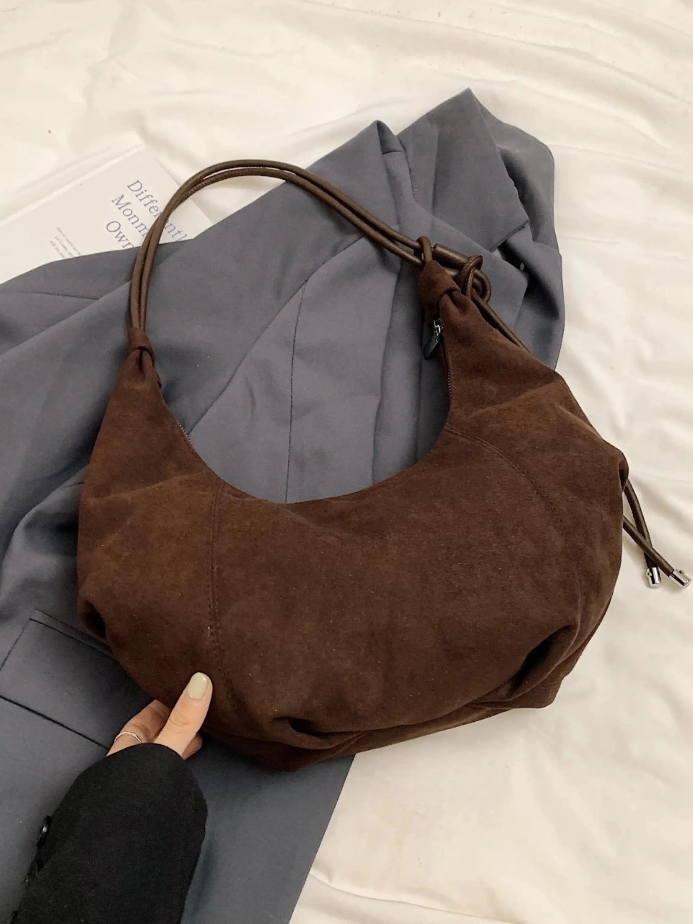 Dru | Women's Suede-Like Hobo Bag with Charm