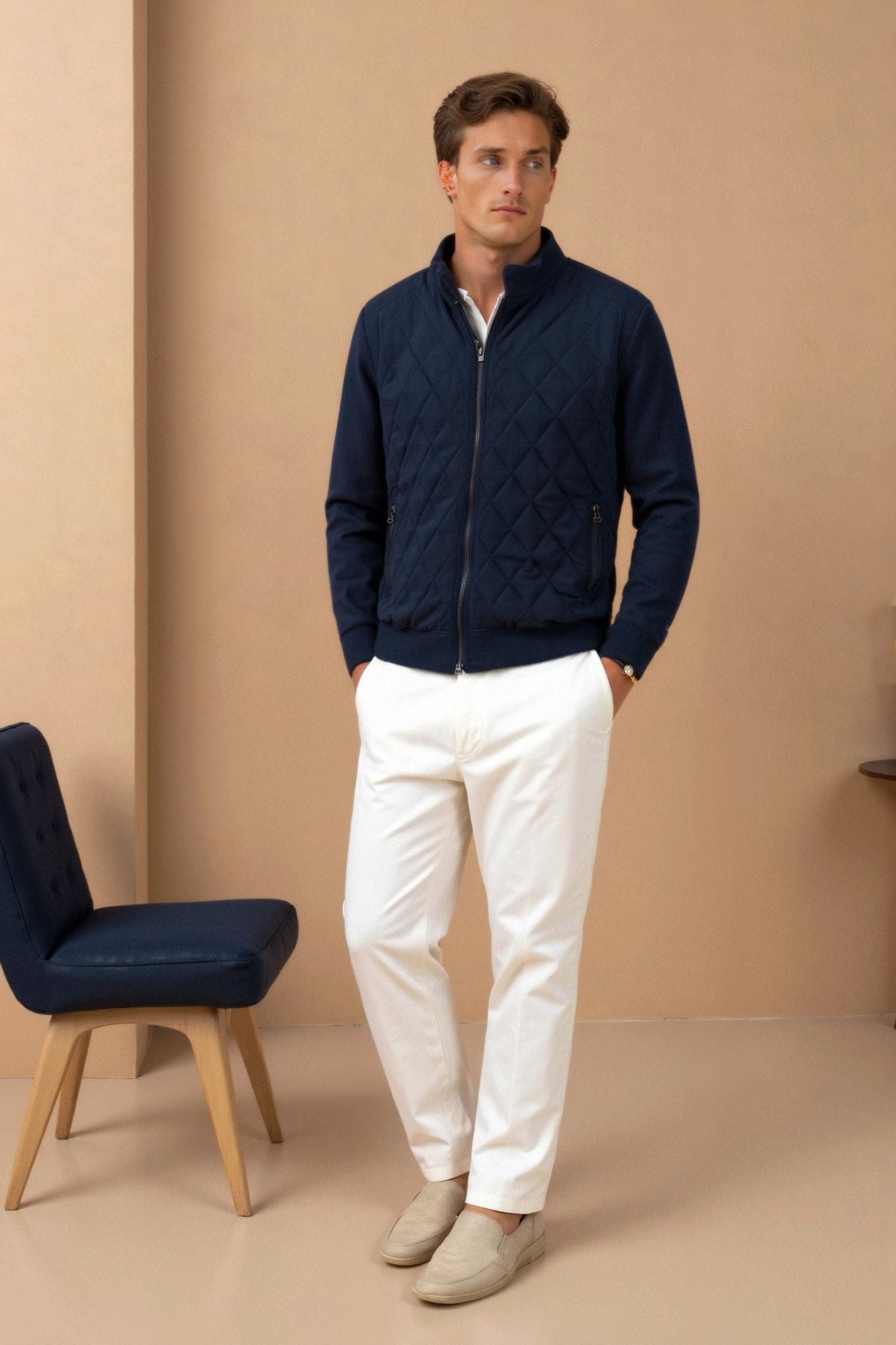 Ronan Men's Diamond Quilted Bomber Jacket | Your Store Name