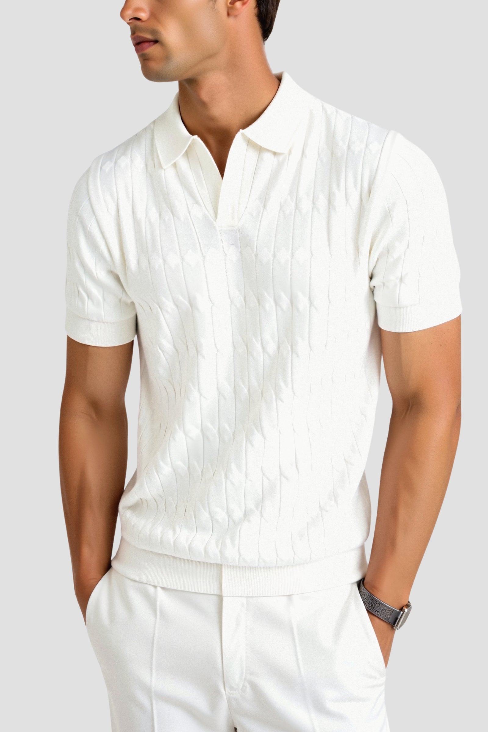 Joell Textured Knit Polo Shirt | Men's Smart Casual Top