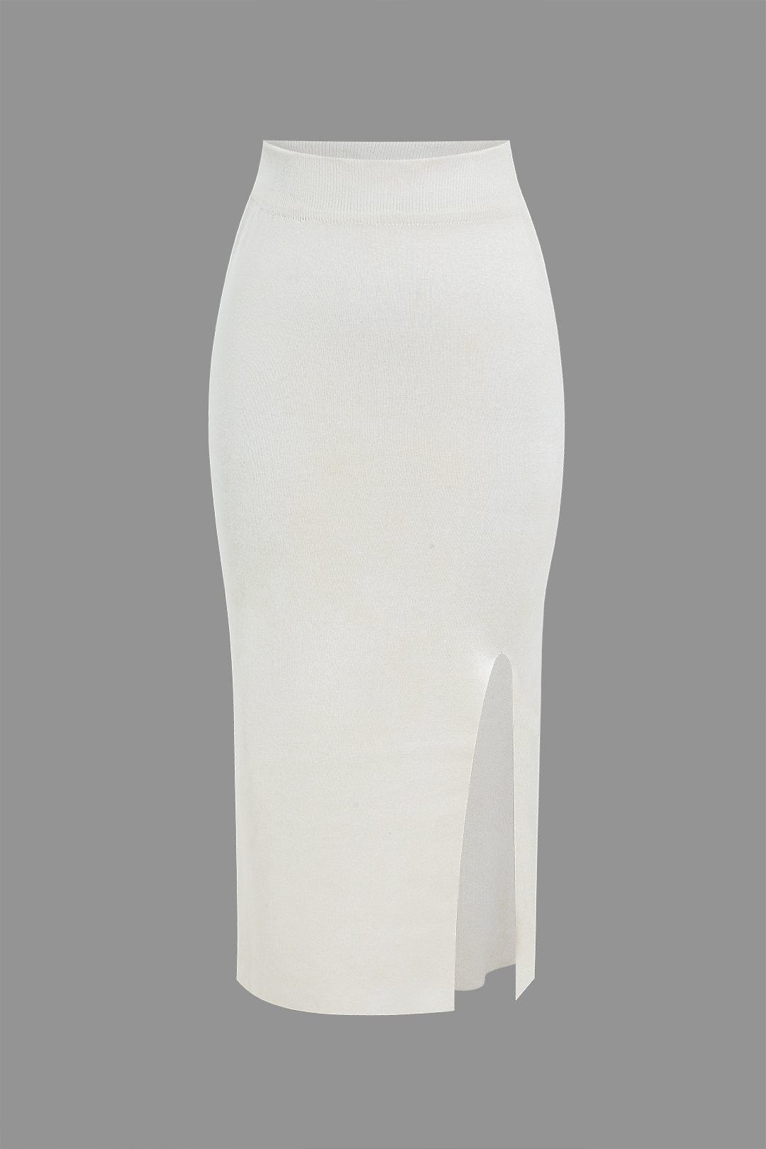 Soraya | Chic Women's Quarter-Zip Knit Set with Slit Skirt