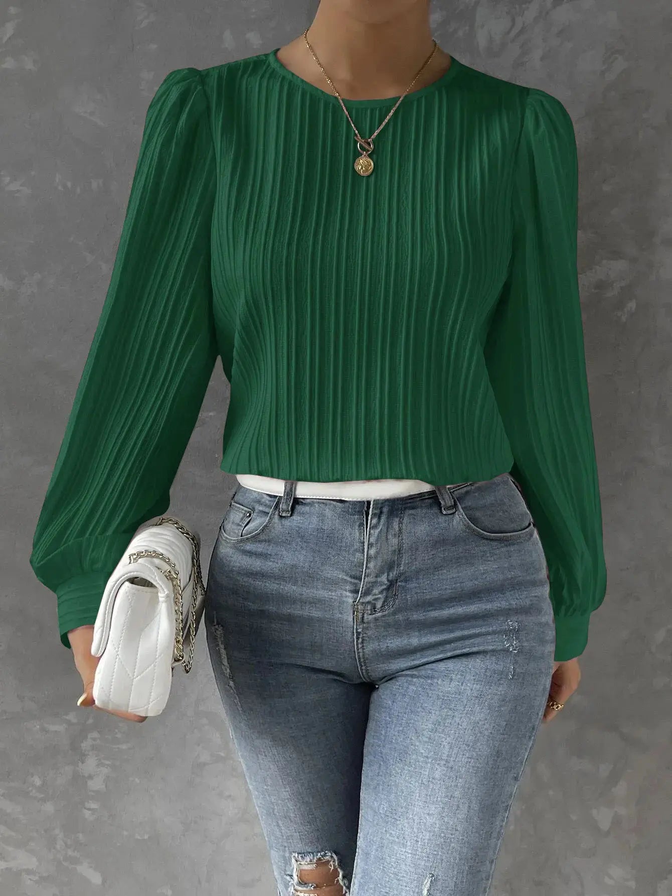 Nya | Women's Elegant Pleated Long Sleeve Top