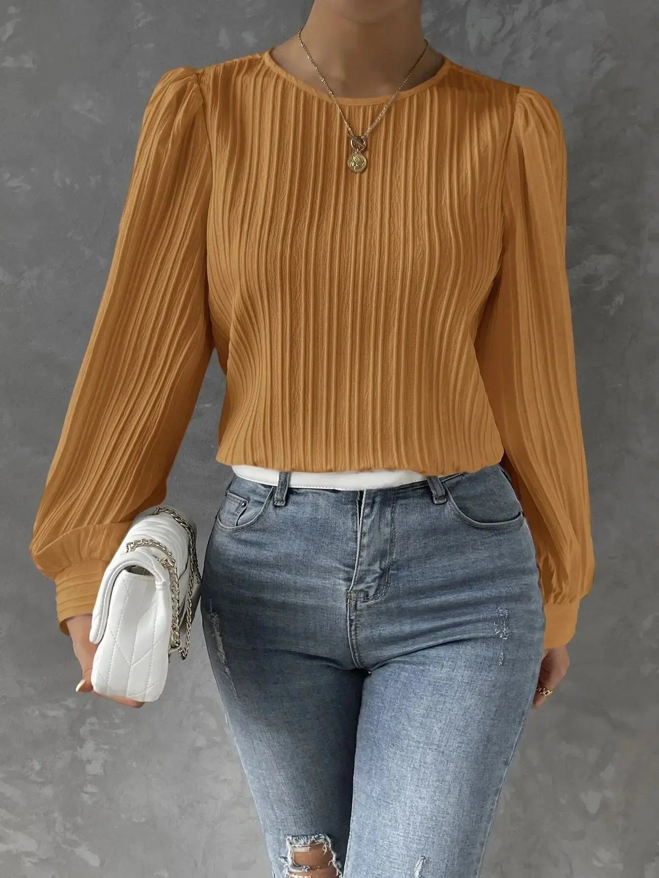 Nya | Women's Elegant Pleated Long Sleeve Top