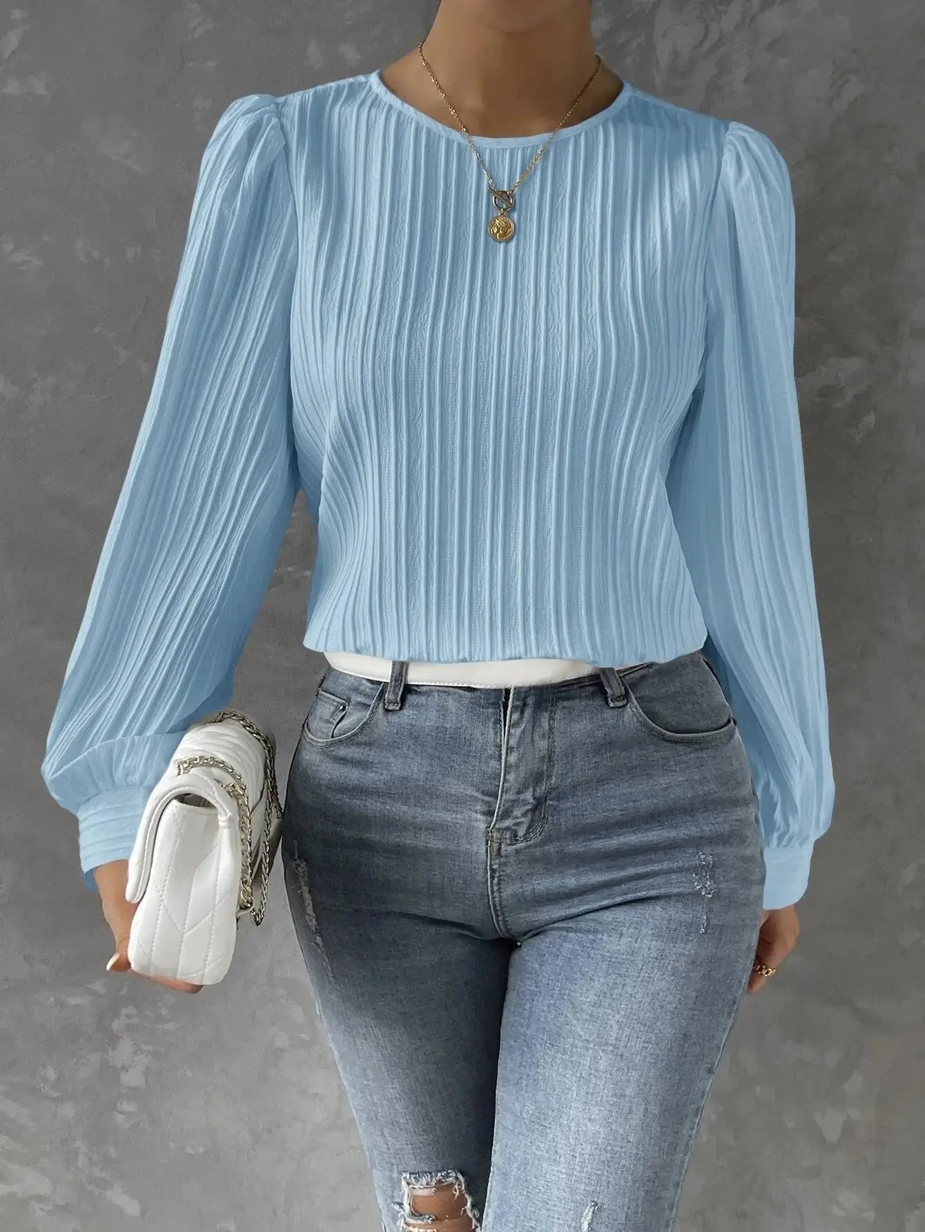 Nya | Women's Elegant Pleated Long Sleeve Top