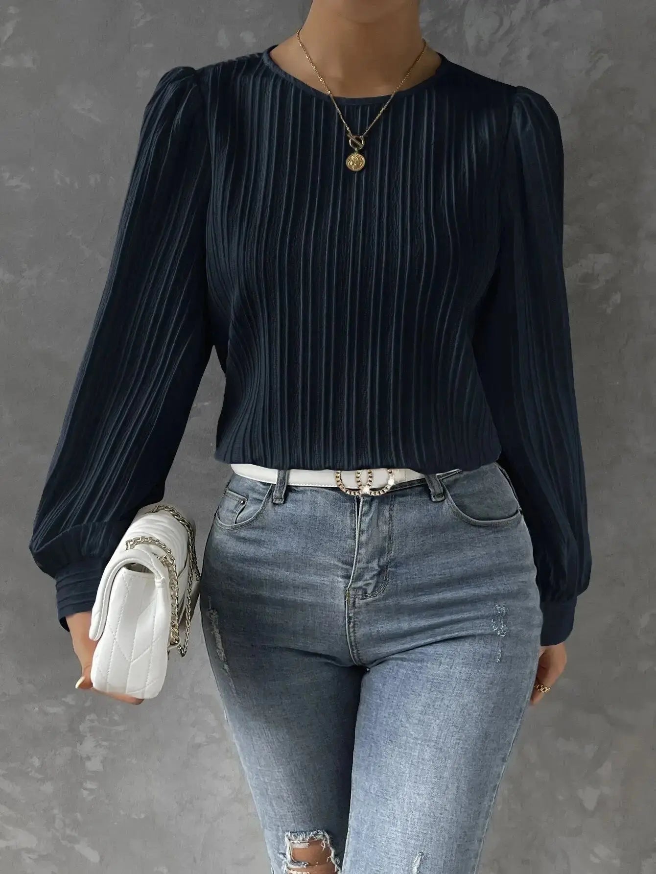 Nya | Women's Elegant Pleated Long Sleeve Top