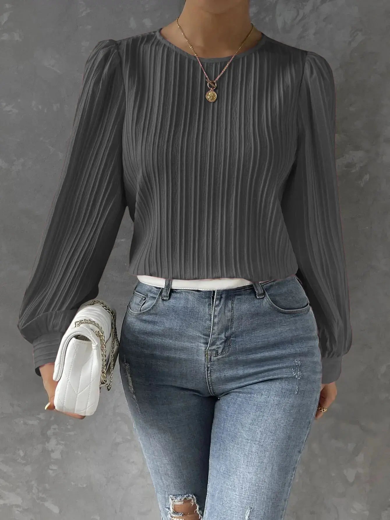 Nya | Women's Elegant Pleated Long Sleeve Top